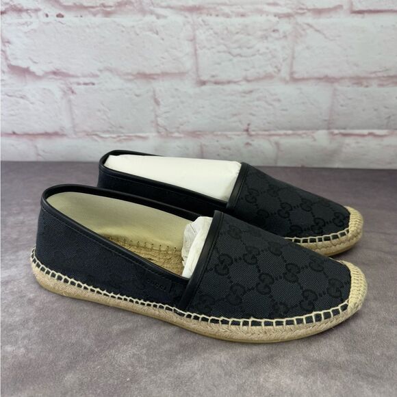 Gucci Gg Canvas Black Espadrilles NIB 9 - Picture 1 of 14